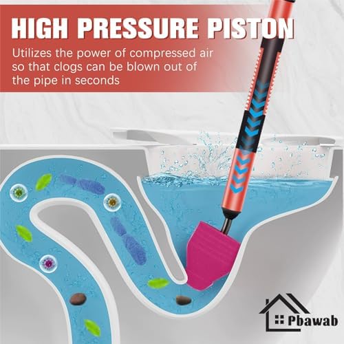 High Pressure Toilet Plunger with Air Pump Heavy Duty Stainless Steel Clog Remover