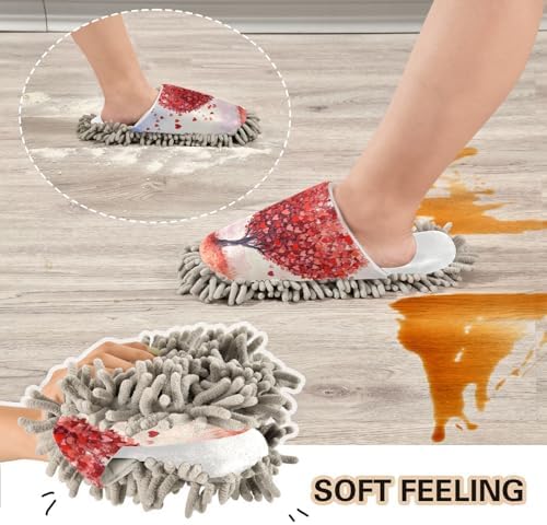 Valentines Handy Mop Slippers - Washable Quiet for Perfect Cleaning