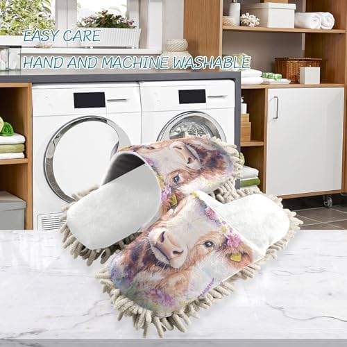 Burbuja Cow Slippers Microfiber Mop Dust Slippers for MenWomen
