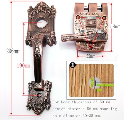 Ancient Red Copper Zinc Alloy Entry Door Lock Set