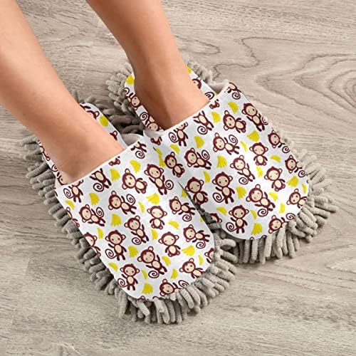 Monkey Bananas Mop House Slippers - Easy Floor Cleaning Ergonomic Design Machine Washable