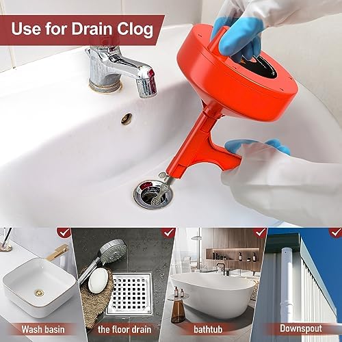 Kinglev Drain Auger 25ft Flexible Snake with Drill Adapter