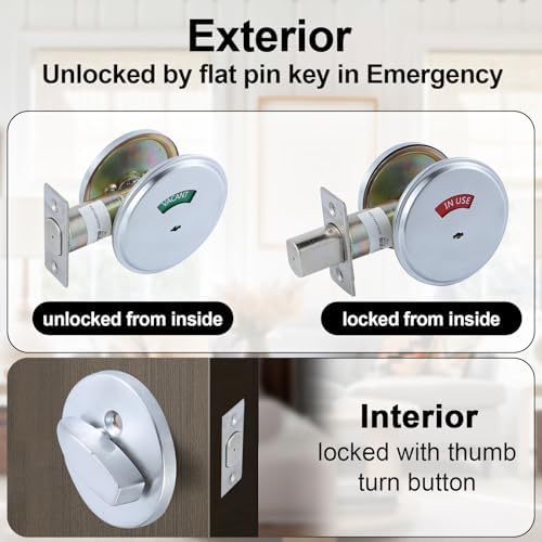 Heavy Duty Privacy Deadbolt Cylinder with Occupancy Indicator for Office Use