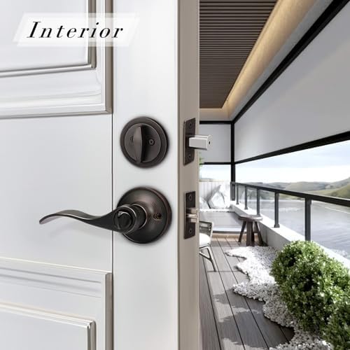 4 Pack Exterior Door Handle with Deadbolt Set