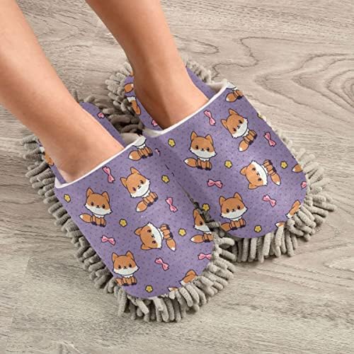 DOMIKING Kawaii Fox Slippers for Mopping