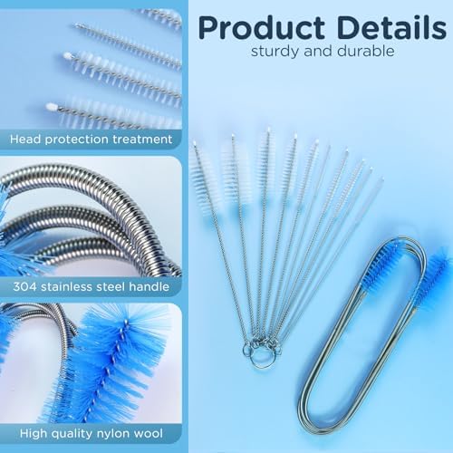 GAQWOK 11-Piece Flexible Drain Brush Set - Kitchen and Plumbing Draining Tool