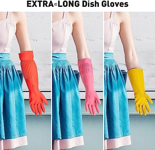 ThxToms Rubber Dishwashing Gloves - Extra-Long Cuff Reusable Waterproof