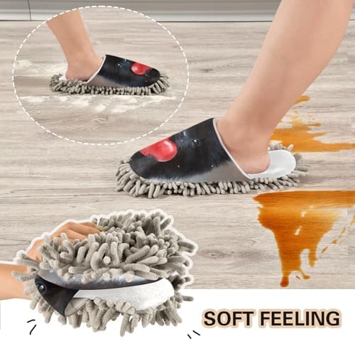 Burbuja Valentine Black Dog Hold Heart Mop Slippers