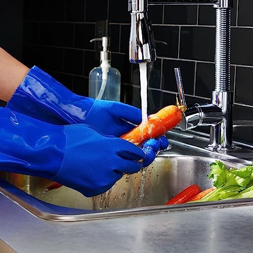 2 Pairs Latex-Free Cleaning Gloves for Kitchen Cleaning Blue