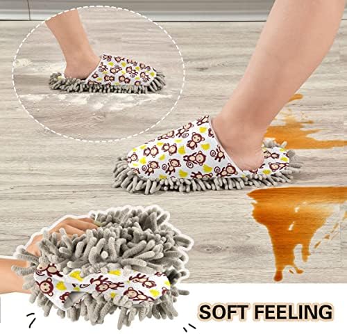 Monkey Bananas Mop House Slippers - Easy Floor Cleaning Ergonomic Design Machine Washable
