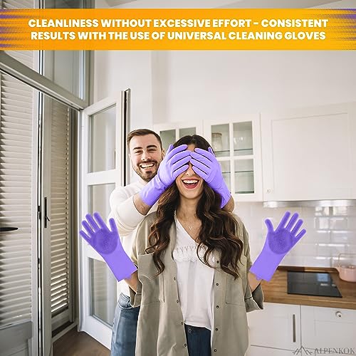 Durable Silicone Dish Gloves with Scrubbers for Women