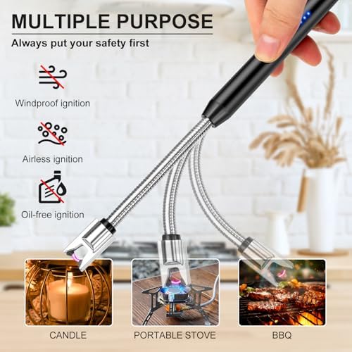 3-Piece Windproof Rechargeable Flameless Candle Lighter Kit for Grill camping