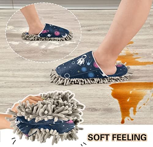 Space Rockets Washable Mop Slippers for Easy Floor Cleaning