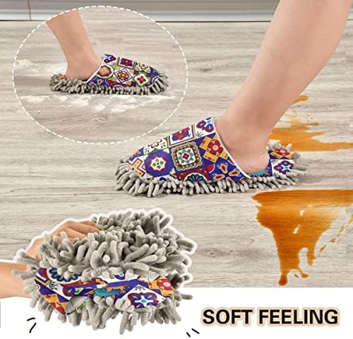 Mandala Tiles Mop House Slippers - Durable Stylish for Cleaning