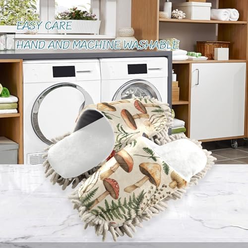 Burbuja Vintage Mushroom Botany Microfiber Cleaning Slippers