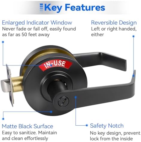 Privacy Door Handle Indicator Black - For Offices Gyms Warehouses