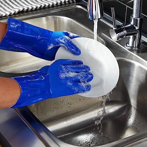 2 Pairs Latex-Free Cleaning Gloves for Kitchen Cleaning Blue