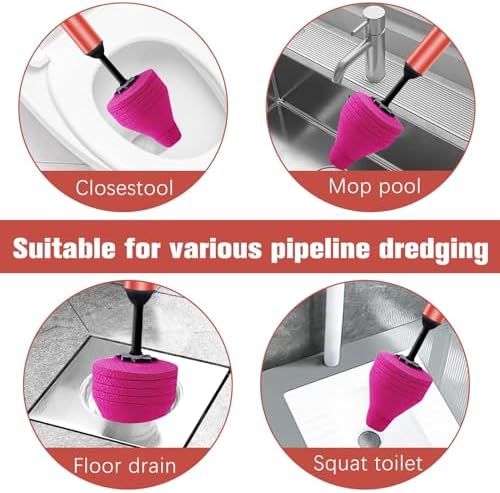 High Pressure Toilet Plunger with Air Pump Heavy Duty Stainless Steel Clog Remover
