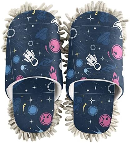 Space Rockets Washable Mop Slippers for Easy Floor Cleaning