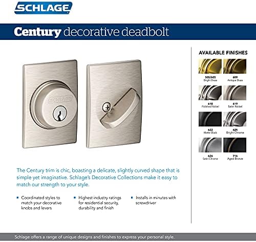 Schlage Deadbolt with Century Trim Premium Door Security