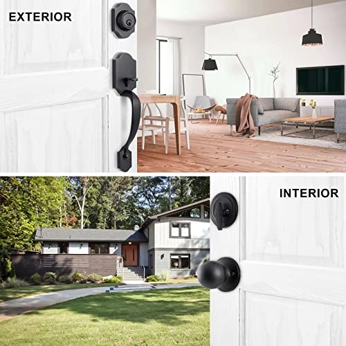 Sleek Matte Black Door Handle Set