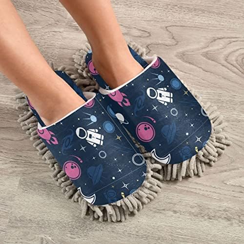Space Rockets Washable Mop Slippers for Easy Floor Cleaning