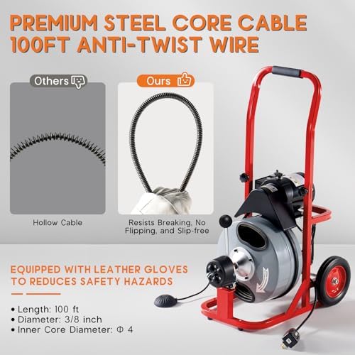 Albott 100FT Electric Drain Snake
