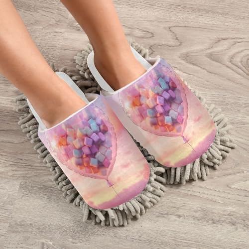 Burbuja Valentine Heart Balloon Mop Slippers Perfect for Quick Clean-Ups