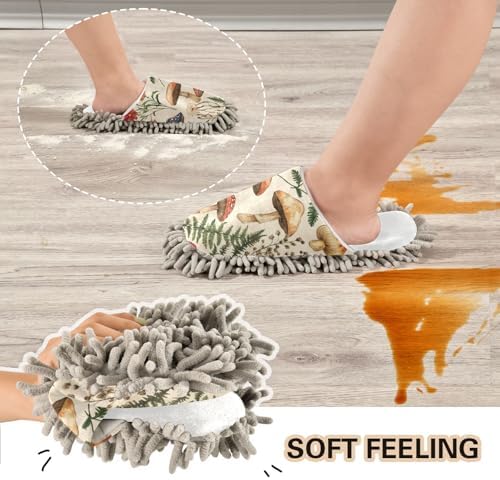 Burbuja Vintage Mushroom Botany Microfiber Cleaning Slippers