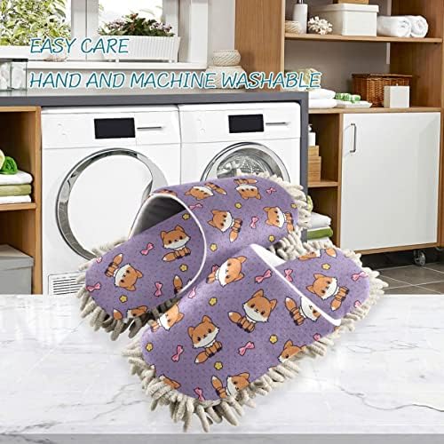 DOMIKING Kawaii Fox Slippers for Mopping