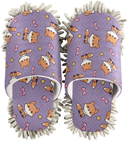 DOMIKING Kawaii Fox Slippers for Mopping