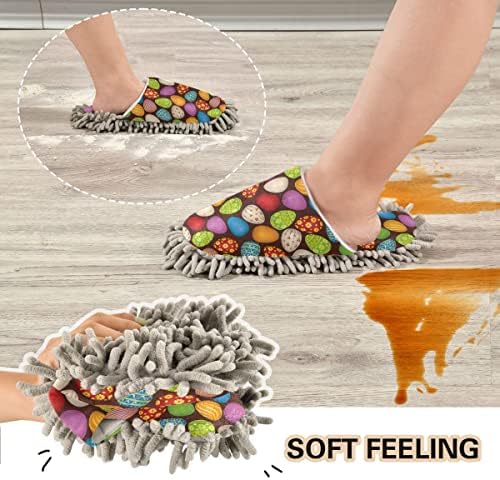 DOMIKING Easter Egg Mop Slippers for Women Kitchen and Bathroom Cleaning