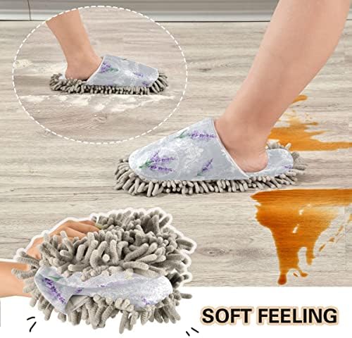 DOMIKING Lavender Mop Slippers for Women Kitchen Office Cleaning