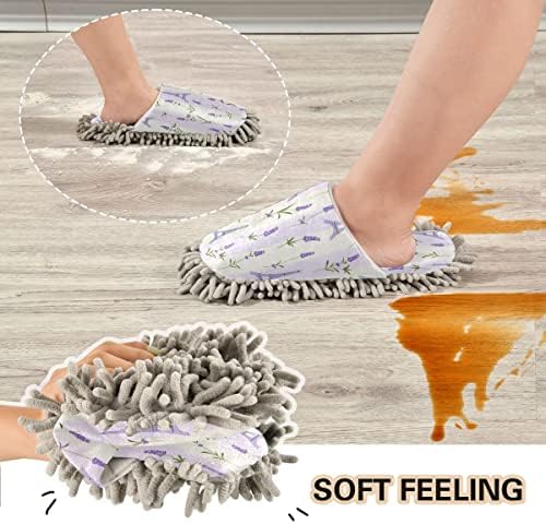 Lavender Eiffel Tower Mop House Slippers for Easy Cleaning