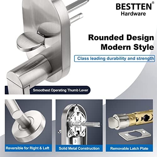 BESTTEN Front Entry Door Handle Set - Heavy Duty with Satin Nickel Finish