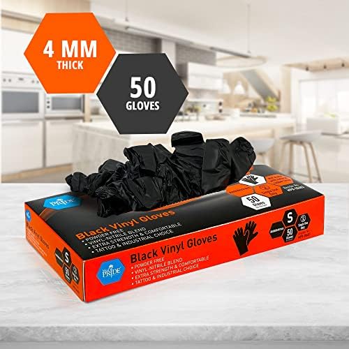 Med Prime Extra Strength Black Vinyl Gloves Powder Latex-Free