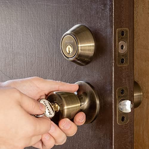 Master Lock Single Cylinder Door Lock with Tulip Knob Antique Brass TUCO0605