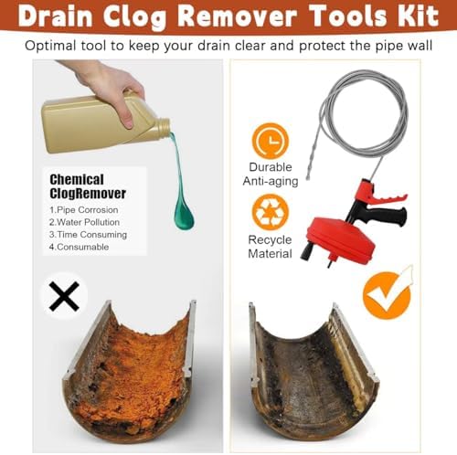35FT Dual-Mode Drain Snake Get Rid of Hair Clogs in Minutes