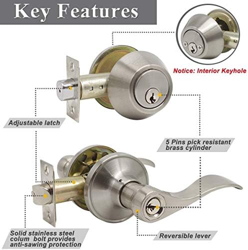 Probrico Keyed Alike Door Lever and Deadbolt Set 1