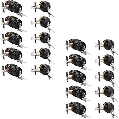 KNOBWELL Matte Black Door Knobs and Deadbolt Set Keyed Entry Protection