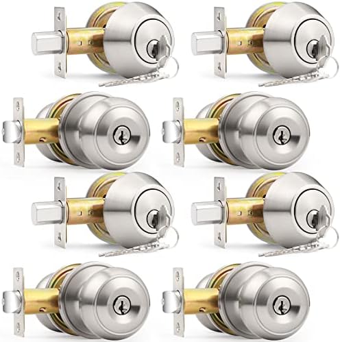 Probrico Entry Door Knob and Double Cylinder Deadbolt Lock Combo Set