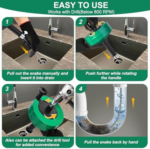 35FT Drain Snake with Drill Attachment