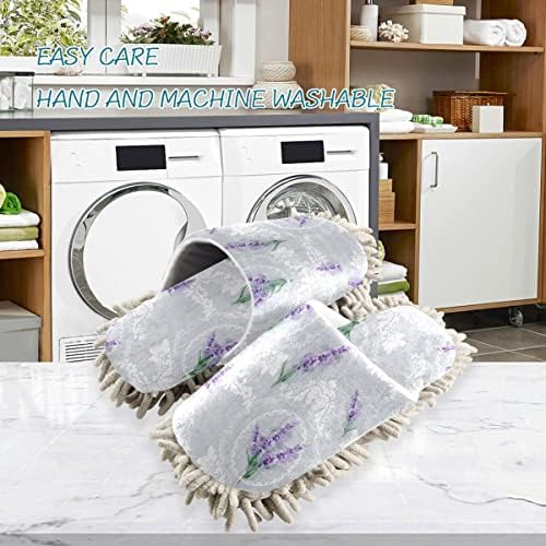 DOMIKING Lavender Mop Slippers for Women Kitchen Office Cleaning