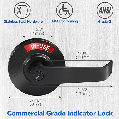 Privacy Door Handle Indicator Black - For Offices Gyms Warehouses