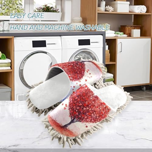 Valentines Handy Mop Slippers - Washable Quiet for Perfect Cleaning