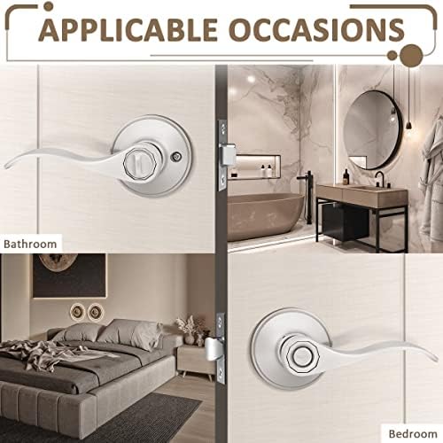 8-Pack Privacy Door Lock Set with Reversible Handles in Satin Nickel