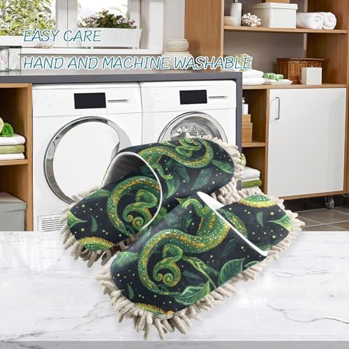 FLildonChameleon Green Microfiber Mop Slipper for Clean Floors Washable Design