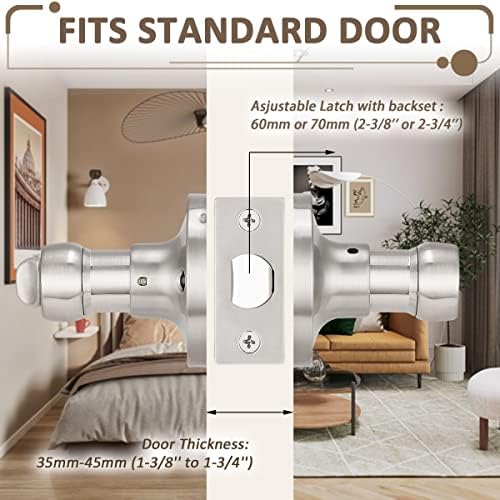 8-Pack Privacy Door Lock Set with Reversible Handles in Satin Nickel