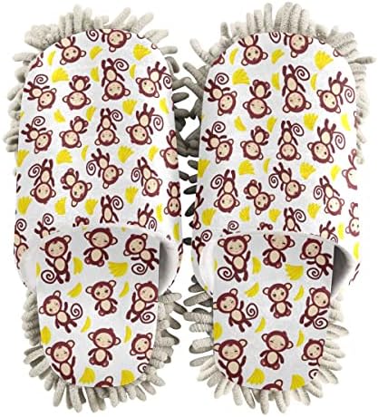 Monkey Bananas Mop House Slippers - Easy Floor Cleaning Ergonomic Design Machine Washable