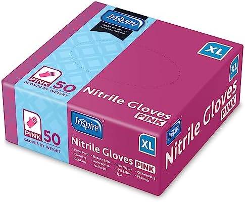Inspire Pink Nitrile Gloves Latex Free Disposable